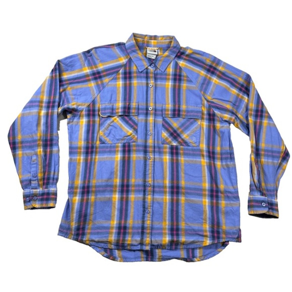 The North Face Shirt Womens L Lightweight Flannel Cotton Hemp Blend Plaid Button